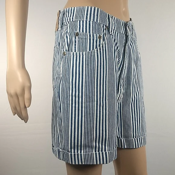 Northcrest Jean Co High Rise stripey rolled cuff shorts Size 12 SHOPKO Vintage - Picture 3 of 17